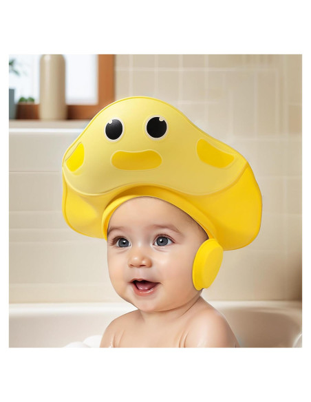 Gorro de Ducha Impermeable para Bebé Ajustable Amarillo Gorro de Ducha Impermeable para Bebé Ajustable Amarillo