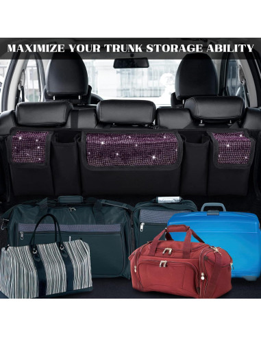 Organizador de Maletero de Auto eing Púrpura Impermeable 5 Bolsillos