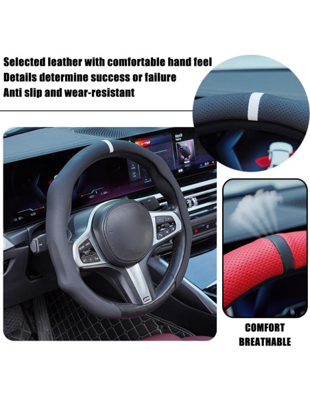Funda de Volante de Coche Osilly 38.1 cm Cuero Antideslizante Funda de Volante de Coche Osilly 38.1 cm Cuero Antideslizante