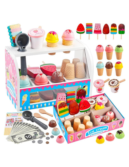 Set de Juego de Helado de Madera Wooderma para Niños Set de Juego de Helado de Madera Wooderma para Niños