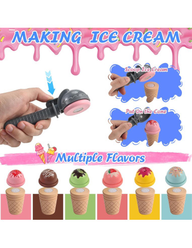 Set de Juego de Helado de Madera Wooderma para Niños