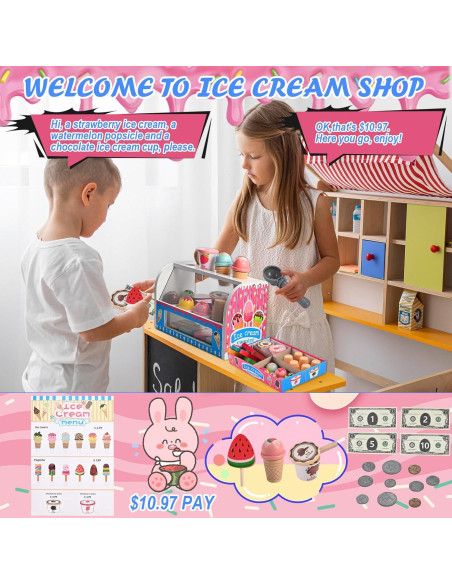 Set de Juego de Helado de Madera Wooderma para Niños Set de Juego de Helado de Madera Wooderma para Niños