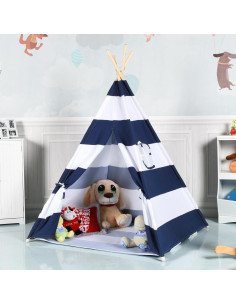 Tienda Teepee para Niños Costzon Rayas Azules y Blancas 2