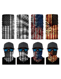 4PCS Gaiters de Cuello Patrióticos USA - Protección Solar UV