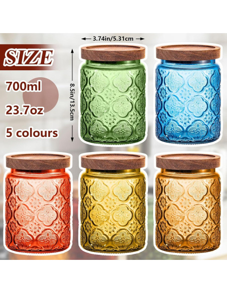 Set de 5 Tarros de Vidrio Vintage Outus 700ml con Tapas de Madera Set de 5 Tarros de Vidrio Vintage Outus 700ml con Tapas de Madera