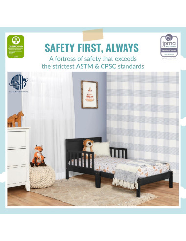 Cama para Niños Dream On Me Brookside Negra, Diseño Bajo, 134.6x73.7 cm