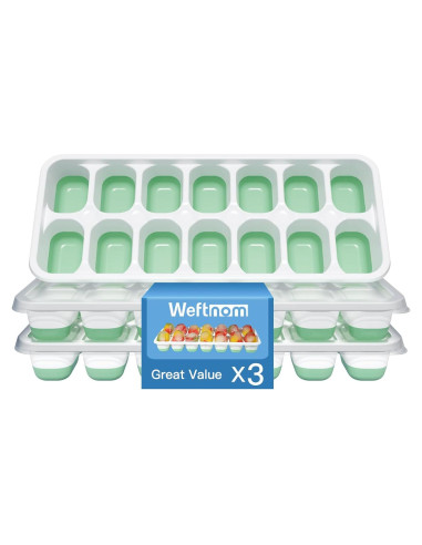 Bandeja de Hielo Weftnom con Tapa - Paquete de 3 Silicona
