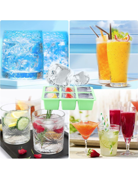 Bandeja de Hielo Grande Weswose 2Pack Silicona Verde Bandeja de Hielo Grande Weswose 2Pack Silicona Verde