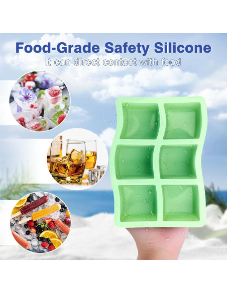 Bandeja de Hielo Grande Weswose 2Pack Silicona Verde Bandeja de Hielo Grande Weswose 2Pack Silicona Verde