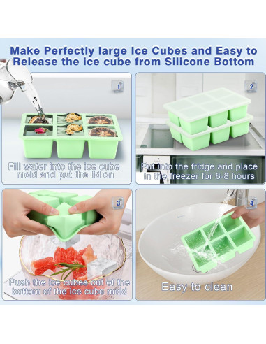 Bandeja de Hielo Grande Weswose 2Pack Silicona Verde