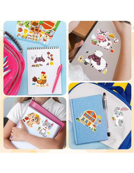 48 Hojas Stickers Animales de Granja AuroraWondr - DIY 48 Hojas Stickers Animales de Granja AuroraWondr - DIY