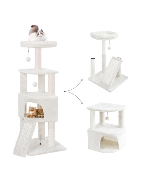 Torre para Gatos HUITREE Beige 115cm con Rascador y Juguetes Torre para Gatos HUITREE Beige 115cm con Rascador y Juguetes