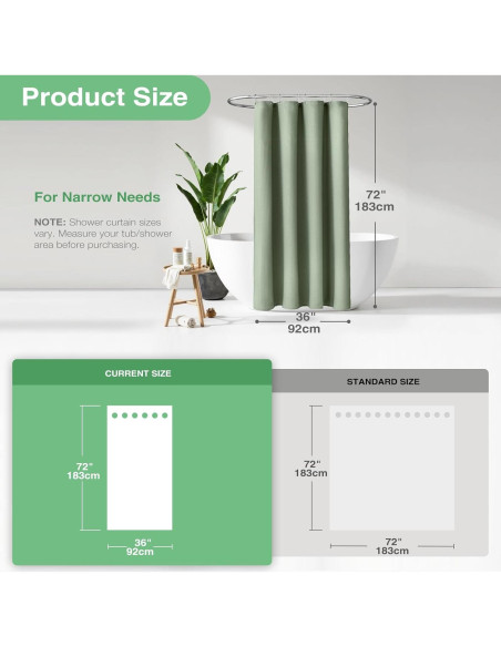 Cortina de Ducha Waffle Verde Salvia 91x183 cm con Ganchos Cortina de Ducha Waffle Verde Salvia 91x183 cm con Ganchos
