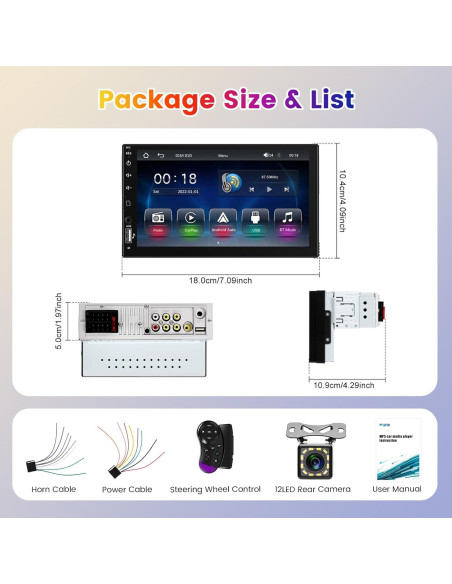 Estéreo de Coche Hodozzy 1 Din 7" CarPlay Bluetooth USB Estéreo de Coche Hodozzy 1 Din 7" CarPlay Bluetooth USB
