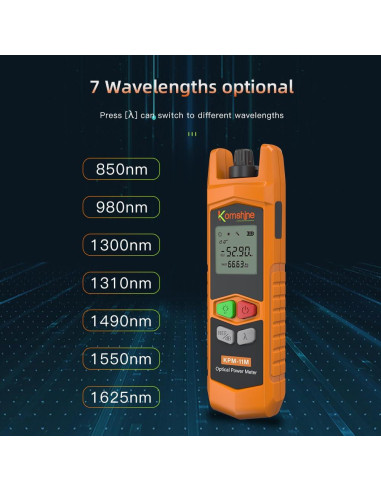 Medidor de Potencia de Fibra Óptica Komshine KPM-11M -50 a +26dBm