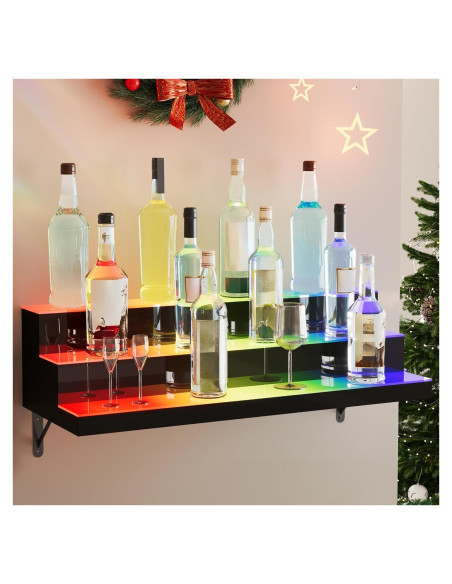Estante de Licor LED YITAHOME 3 Niveles 76.2 cm Montado en Pared Estante de Licor LED YITAHOME 3 Niveles 76.2 cm Montado en Pared
