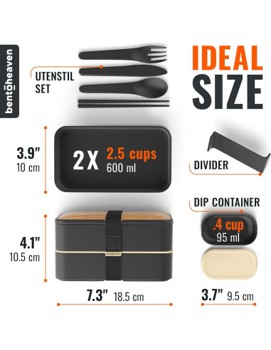 Caja Bento Premium Bentoheaven 1200 ml Apta Microondas y Lavavajillas