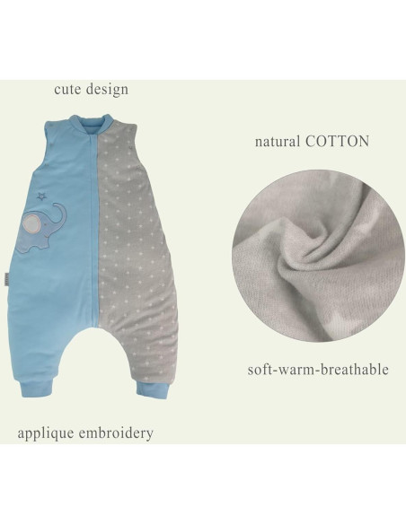 Saco de Sueño para Bebés Azul 2.5 Tog con Piernas y Mangas Ajustables Saco de Sueño para Bebés Azul 2.5 Tog con Piernas y Mangas Ajustables