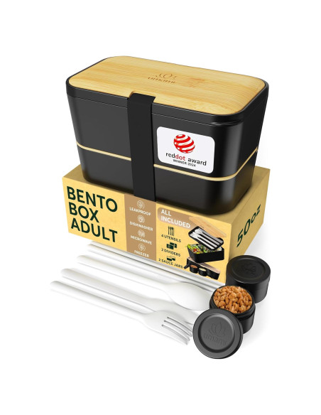 Caja Bento Umami XL 1.48L a Prueba de Fugas con Utensilios Caja Bento Umami XL 1.48L a Prueba de Fugas con Utensilios