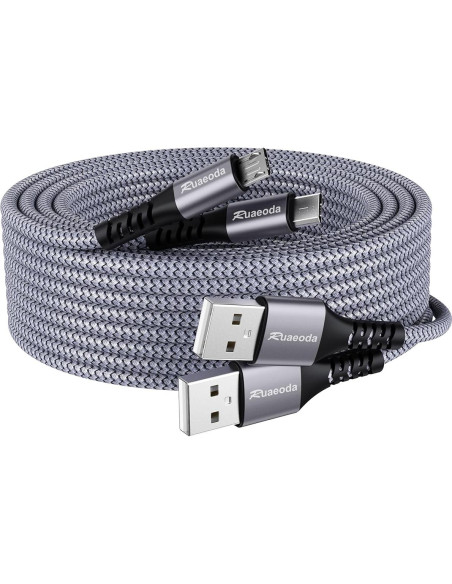 Cable de Carga Micro USB Ruaeoda 2Pack 6ft Trenzado Nylon Cable de Carga Micro USB Ruaeoda 2Pack 6ft Trenzado Nylon