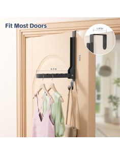 Gancho Plegable para Puerta WLCSNG Negro 6 Ganchos 9 kg 2
