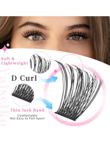 Extensiones de Pestañas en Racimos Yaiseiko 72pcs 8-16mm D Curl