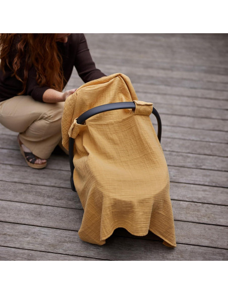 Funda para Asiento de Coche Huxie 100% Algodón Orgánico Amarillo Funda para Asiento de Coche Huxie 100% Algodón Orgánico Amarillo