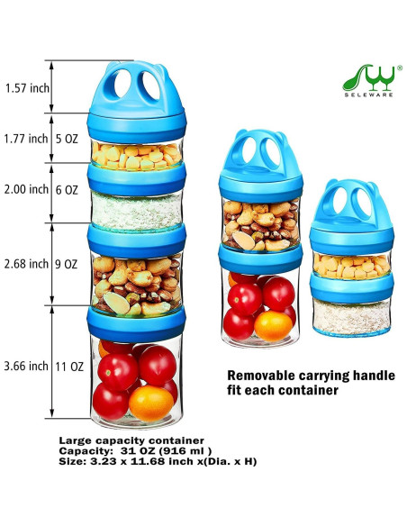 Contenedores de Almacenamiento SELEWARE 4 Tarros 31oz Azul Contenedores de Almacenamiento SELEWARE 4 Tarros 31oz Azul