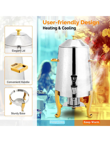 Dispensador de Bebidas ROVSUN 13L Acero Inoxidable Dorado Dispensador de Bebidas ROVSUN 13L Acero Inoxidable Dorado
