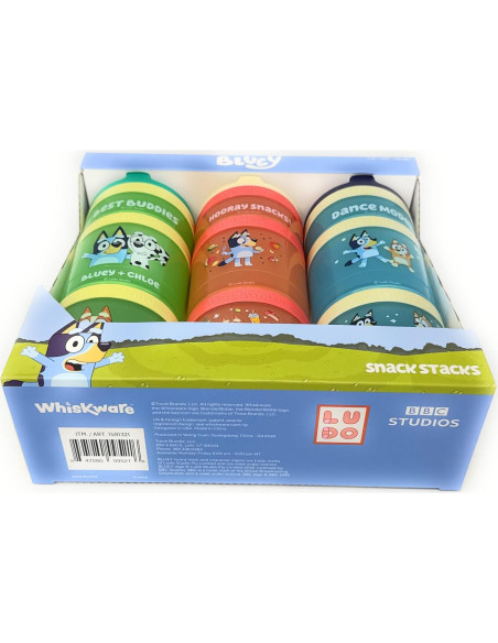 Contenedores de Bocadillos Apilables Whiskware Bluey 3 Piezas Contenedores de Bocadillos Apilables Whiskware Bluey 3 Piezas