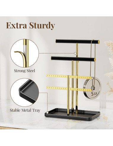 Organizador de Joyas Pickpiff Ajustable 25.4-43.2cm Negro/Dorado