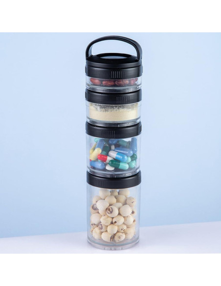 Contenedor de Snacks Apilable Saycker - 4 Tarros Medida 40cc a 150cc Contenedor de Snacks Apilable Saycker - 4 Tarros Medida 40cc a 150cc