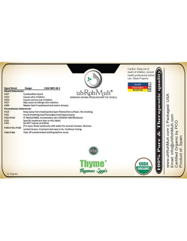 Aceite Esencial de Tomillo Orgánico 113.4 ml - Thymus Zygis