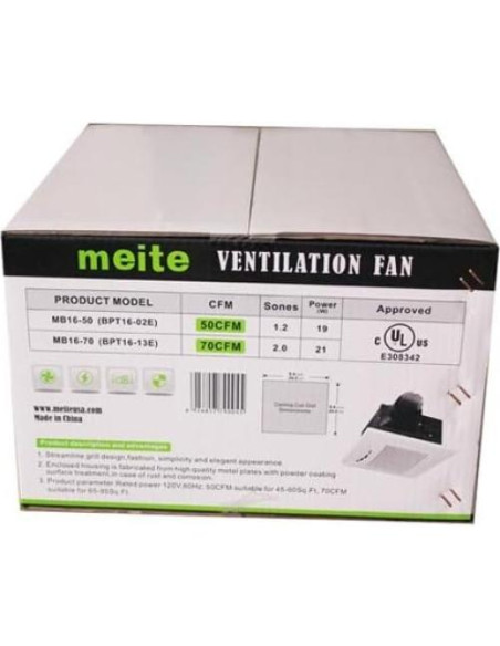 Ventilador Extractor de Baño meite MB16-70 70 CFM Silencioso Ventilador Extractor de Baño meite MB16-70 70 CFM Silencioso
