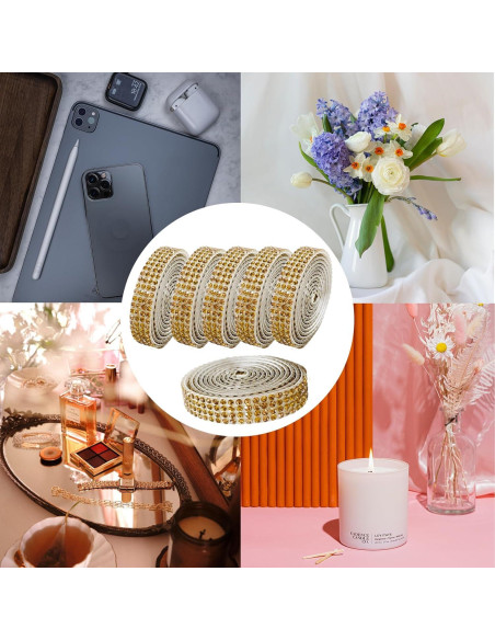 Cinta de Diamante Autoadhesiva MOODKEY 6 Rollos 5.49m Dorado Cinta de Diamante Autoadhesiva MOODKEY 6 Rollos 5.49m Dorado