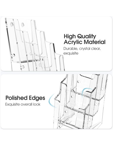 Soporte de Folletos Acrílico MaxGear 4 Pilares Paquete de 3
