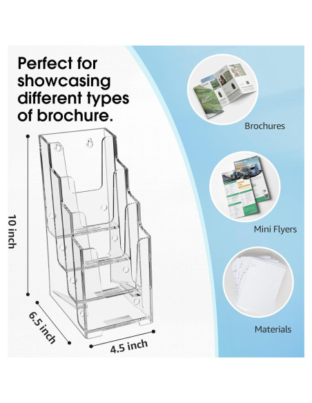 Soporte de Folletos Acrílico MaxGear 4 Pilares Paquete de 3 Soporte de Folletos Acrílico MaxGear 4 Pilares Paquete de 3
