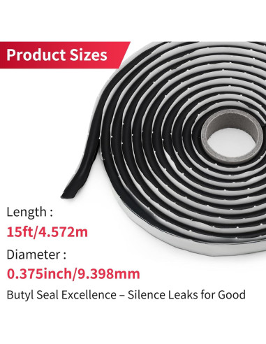 Cinta de sellado de butilo AggSound 15 pies 0.95 cm 2 Rollos