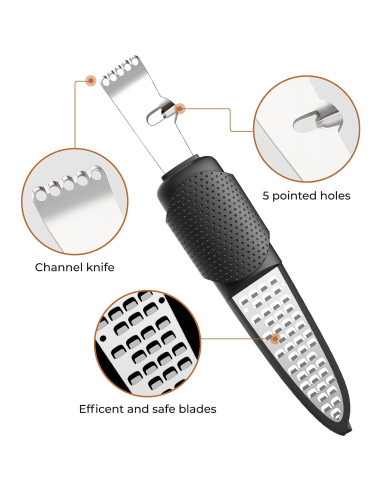 Rallador de Cítricos 4 en 1 Pisol - Acero Inoxidable, Apto Lavavajillas