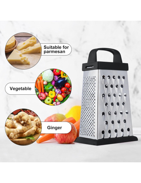 Rallador de Queso Kaishun Mini Acero Inoxidable 4 Lados Negro Rallador de Queso Kaishun Mini Acero Inoxidable 4 Lados Negro