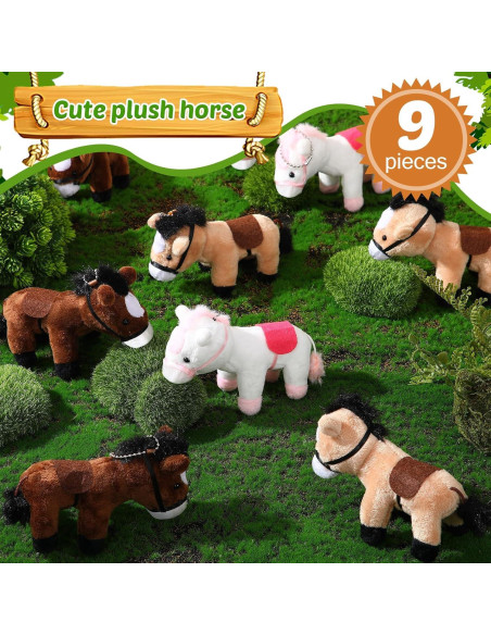 Mini Caballos de Peluche Zomiboo 10 cm 9 Pack Decoración Fiesta Mini Caballos de Peluche Zomiboo 10 cm 9 Pack Decoración Fiesta