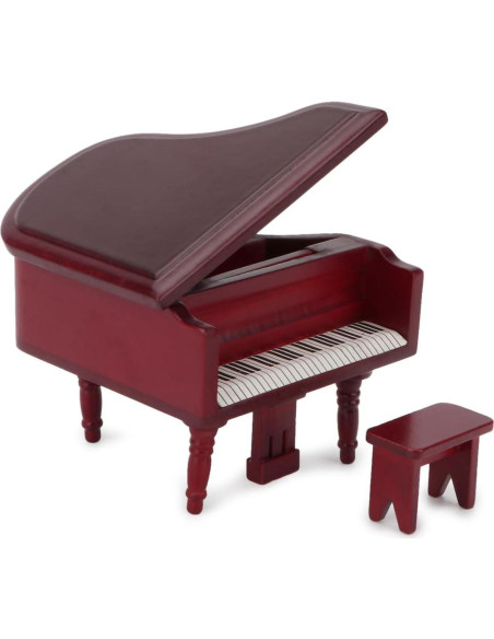 Piano en Miniatura Cutemini Rojo 1:12 con Taburete Piano en Miniatura Cutemini Rojo 1:12 con Taburete