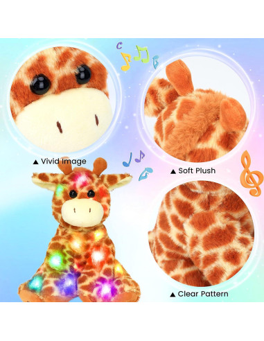Jirafa de Peluche Musical LED Hopearl 28 cm - Brilla y Canta