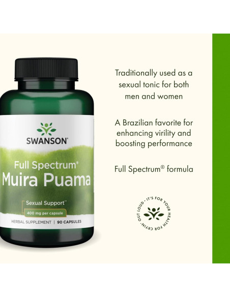 Suplemento Sexual Raíz Muira Puama Swanson 400 mg 90 Cápsulas Suplemento Sexual Raíz Muira Puama Swanson 400 mg 90 Cápsulas