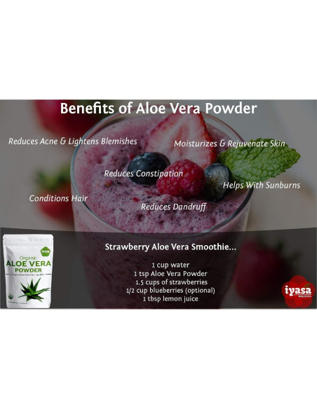 Polvo de Aloe Vera Orgánico Iyasa 113.4 g - Hidratante Natural Polvo de Aloe Vera Orgánico Iyasa 113.4 g - Hidratante Natural