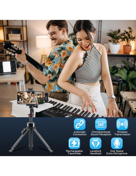 Micrófono Lavalier Inalámbrico ESONLITOR para iPhone/iPad Micrófono Lavalier Inalámbrico ESONLITOR para iPhone/iPad