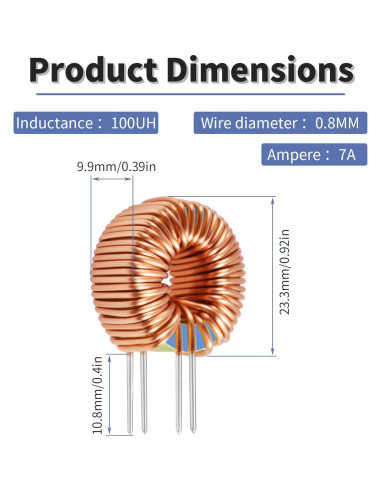 Kit 2 Pcs Inductor Toroide 100uH 0.8mm FOCMKEAS