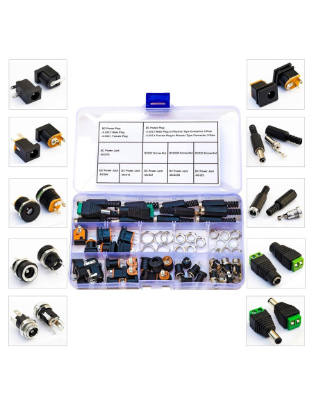 Kit de Conectores de Jack de Alimentación DC Kidisoii 8 Tipos Kit de Conectores de Jack de Alimentación DC Kidisoii 8 Tipos