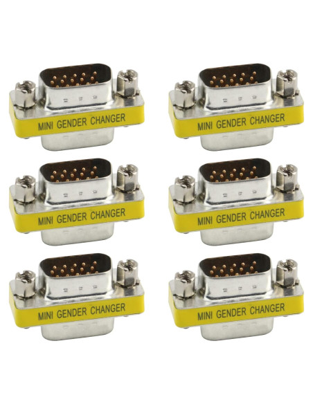 Adaptador VGA Macho a Macho 15 Pin Antrader - 6 Piezas Adaptador VGA Macho a Macho 15 Pin Antrader - 6 Piezas