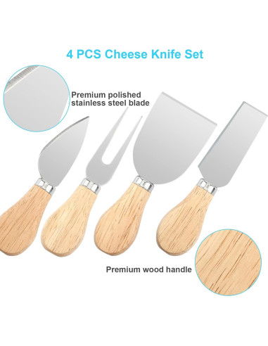 Juego de 4 cuchillos para queso UUBAAR de acero inoxidable